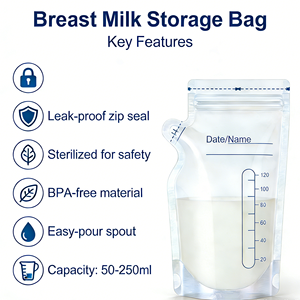 Bolsa para Leche Materna con Forma <span class=keywords><strong>de</strong></span> Tetera <span class=keywords><strong>de</strong></span> 250 ml, Bolsa para Congelar con Sensor <span class=keywords><strong>de</strong></span> Temperatura, Libre <span class=keywords><strong>de</strong></span> BPA, con Cierre para Almacenamiento y Conservación - Product Image 3