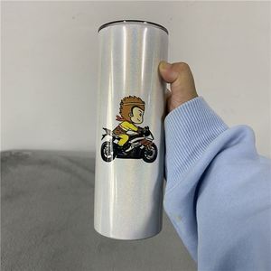Gobelet isotherme sous vide blanc de 20 oz, fin et haut, à sublimation vierge, pour boissons chaudes et froides, à personnaliser avec transfert thermique et paillettes - Product Image 4