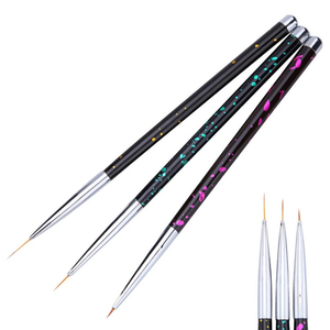 3Pcs Metal Handle Nylon Nail Art Liner Brush <b>Set</b> <b>Crimped</b> Flower Painting Pens for UV Gel Line Drawing - Product Image 5