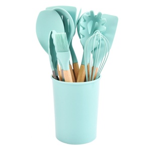Wooden Handles Cooking <b>Tool</b> Utensil Set 12 Pcs Eco Friendly Household <b>Silicone</b> Kitchen Utensils - Product Image 4