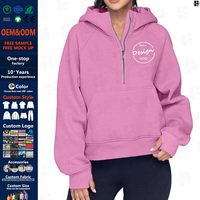 Sweats à capuche zippés surdimensionnés en coton éponge français 400GSM de haute qualité à imprimé bouffant avec trou pour doigt 1/4 pour femmes