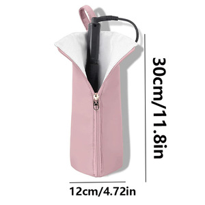 Curling Iron Storage <b>Bag</b> 30cm/11.8in High Temperature Resistant Anti Scalding Hair Dryer <b>Holder</b> Pink Hanging <b>Bag</b> - Product Image 1
