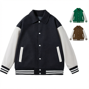 Blouson universitaire personnalisé pour homme, corps en laine, extérieur en coton, doublure en satin, coupe classique, style universitaire, vêtement d'extérieur printemps, OEM - Product Image 1