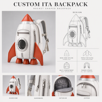 Sac à dos Ita Bag personnalisé en forme de fusée avec fenêtre de porthole spatiale, fabrication d'échantillons OEM ODM, vente en gros