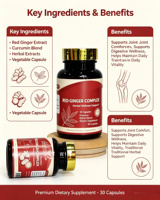 Capsules de complexe de gingembre rouge, complément alimentaire de soutien à la santé à base de plantes, mélange d'extraits végétaux de qualité supérieure
