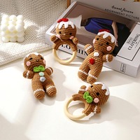 Boneka Rajut Gingerbread Man Buatan Tangan untuk Natal, Mainan Gigitan Bayi, Hadiah Unik yang Menenangkan dan Dapat Digigit