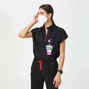 New Style Polyester Rayon Spandex Fashion Scrub Anti Wrinkle Scrubs Uniforms Sets Medical Hospital Scrubs Suit