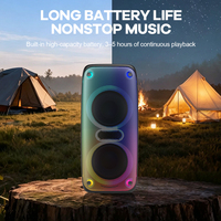 Haut-parleur 5.0 avec lampe à flamme RGB, TWS, FM, double mode, sortie 6W, batterie 1200mAh, prêt pour le home cinéma et le karaoké