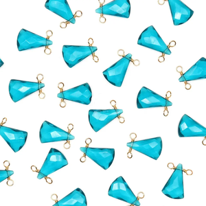 Triangle d'enroulement de fil de pierres précieuses naturelles plaquées or 18 carats 15x10 MM connecteur de breloques à double boucle pour la fabrication de bijoux vente en gros - Product Image 1