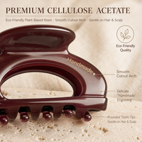 Pince à cheveux élégante en acétate, style rétro, demi-ronde, effet dégradé, faite à la main, accessoire capillaire pour usage quotidien et soirées.