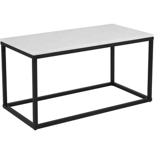 Carrara <strong>white</strong> natural marble top round metal frame steel <strong>nesting</strong> coffee <strong>table</strong> - Product Image 3