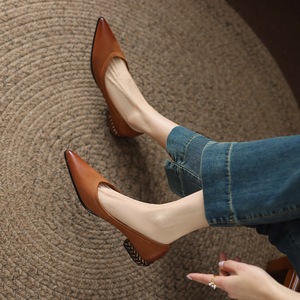 Zapatos Planos Negros de Punta Puntiaguda con Tacón Trenzado, de Cuero Genuino, Estilo Elegante, para Todas las Temporadas, Cómodos, Envío Directo - Product Image 2