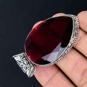 Mozambique Grenat Gemstone Pendentif Grande Taille Gemstone Fine Pendentif Fait à la Main 925 Argent Plaqué Cadeau Fête des Pères - Product Image 4