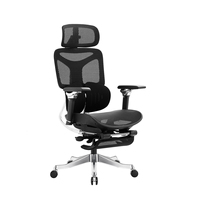 Chaise de bureau ergonomique moderne réglable avec dossier en maille respirante, accoudoirs 6D, soutien lombaire dynamique, nylon, pour la maison et le bureau