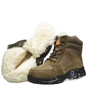 Botas de nieve de piel de oveja para hombre, botas de invierno para exteriores, antideslizantes, cálidas, impermeables, de cuero y lana, con tacón bajo y suela gruesa de algodón - Product Image 5
