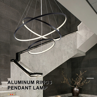 Moderne 3 Ringen Eenvoudige Opknoping Woonkamer Decoratieve Aluminium Luxe Led Kroonluchter Hanglamp