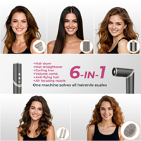 Sèche-cheveux ionique pliable 6-en-1 haute vitesse OEM avec fer à boucler et lisseur, usage hôtelier, moteur BLDC 1500W
