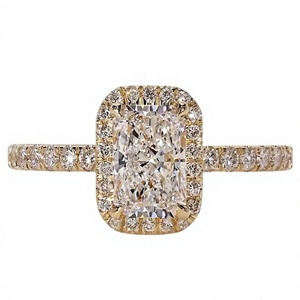 SATANI BROTHERS Bague de fiançailles en moissanite taille radiant 4 carats avec halo et sertissage pavé de luxe - Product Image 1
