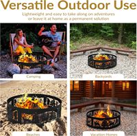 Anneau de feu portable en métal de 36 pouces avec découpes représentant des animaux sauvages pour foyer extérieur