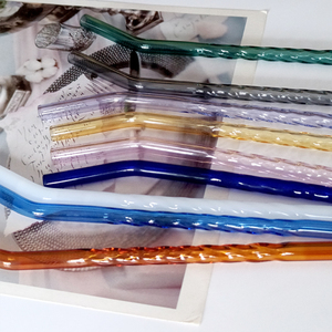 Macchina fatta filo di diamante di vetro viola paglia verde dorato ambra dorata vetro Sipper con paglia - Product Image 5