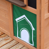 Maison de jeu en bois durable pour enfants avec pot en plastique, trou pour chien, petit tableau noir