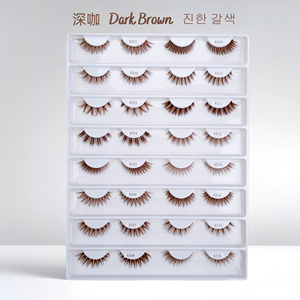 Kit de cils en grappe 5D Press Lashes <span class=keywords><strong>pour</strong></span> la maison, cils individuels colorés effet wispy, logo personnalisé, marron, demi-cils en grappe auto-adhésifs - Product Image 4