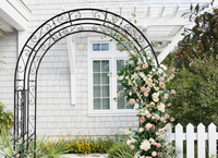 Arche de jardin en fer forgé avec treillis, cadre métallique pour mariage avec décorations sculptées, support extérieur pour décoration de fête de mariage, support pour roses grimpantes
