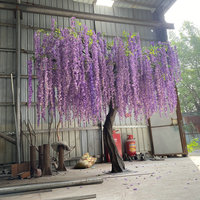 Arbre de fleurs de glycine en soie artificielle grande décoration de Noël violette écologique haute simulation feuilles intérieur/extérieur