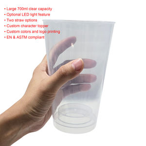 ถ้วยเทศกาล23ออนซ์สำหรับเด็กพร้อมไฟกะพริบ LED สามารถปรับแต่งกราฟิกได้มีความยืดหยุ่นหรือหลอดตรงเลือกโลโก้ได้ตามต้องการ - Product Image 3