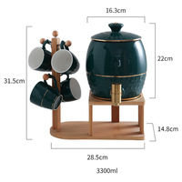 Pot à eau personnalisé avec robinet Keg Pot à vin en porcelaine pichet de bar 3L Mug150ml Conteneur à jus en céramique