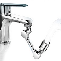 Bras de Douche Rotatif avec Aérateur, Rallonge de Robinet Anti-éclaboussures, Bras Articulé pour Robinet Domestique