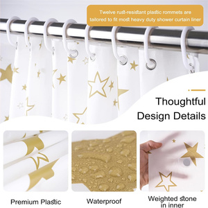 Stella stampata tenda da doccia in poliestere tenda da doccia impermeabile per il <span class=keywords><strong>bagno</strong></span> - Product Image 3