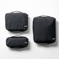 Ensemble de 3 cubes de rangement de voyage, organisateurs de bagages en nylon noir pour accessoires de voyage, organisateurs de rangement légers pour valise