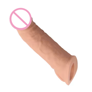 Meistverkaufter Weicher Wiederverwendbarer Verlängerter Verdickter Penis-Sleeve Kondom mit <span class=keywords><strong>Noppen</strong></span> für Männer zur Vergrößerung - Hautfarben/Braun/Schwarz 20*3,6cm - Product Image 6