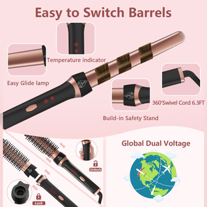 Fer à friser portable 5-<span class=keywords><strong>en</strong></span>-1 à tourmaline interchangeable, ensemble de <span class=keywords><strong>coiffure</strong></span> instantané, certifié ROHS, électrique, pour cheveux - Product Image 3