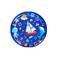 Alfombra de Juego Acuática Redonda de PVC Inflable con Diseño de Dibujos Animados para Perros y Gatos, Fácil de Guardar, Juguete para Exteriores con Diseño de Lunares