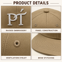 Casquette de baseball kaki à visière plate en gros avec broderie 3D en relief personnalisée et calotte structurée pour la marque de streetwear