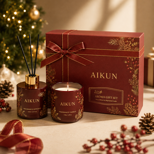 Aikun Botanical Burgundy 150 Gram Wax 150 Milliliter Liquid Scented <b>Candle</b> And Reed Diffuser <b>Gift</b> <b>Set</b> for Christmas Gifting - Product Image 1