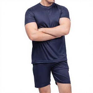 Ensembles de shorts et t-shirts personnalisés pour hommes, manches courtes, motif uni, col rond, survêtement avec shorts pour hommes, services OEM - Product Image 1