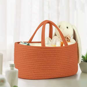 Cuerda de algodón portátil tejida viaje fieltro bebé guardería bolsa de almacenamiento de pañales bebé pañal <span class=keywords><strong>Caddy</strong></span> organizador para regalo recién nacido - Product Image 1