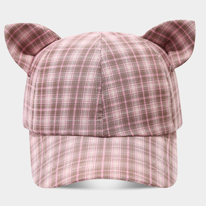 Neue karierte Baseballkappe mit Katzenohren für Damen – Stylische, vielseitige Outdoor-Freizeitkappe, gesichtsverschmeichelnder Sonnenhut, trendige Marken-Entenschnabelkappe - Product Image 4