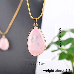 สร้อยคอคริสตัลโรสควอตซ์ขัดเงา หินบำบัดธรรมชาติ ขายส่ง เครื่องประดับคริสตัลสำหรับผู้หญิง - Product Image 2
