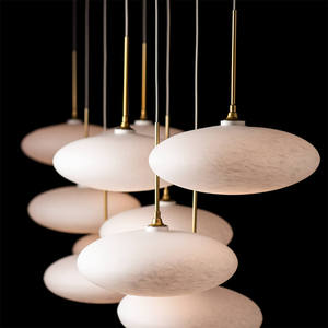 Lámpara de Techo Lineal de Cristal con Forma de Nube Nórdica para Comedor, Moderna, Rectangular, Altura Ajustable, Simple, de Cristal - Product Image 6