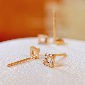 Boucles d'oreilles en or véritable pur 14k, petits clous solides, nouvelle tendance, de haute qualité, cerceaux en Vermeil, Rose Moissanite, 3-7mm, offre spéciale - Product Image 1