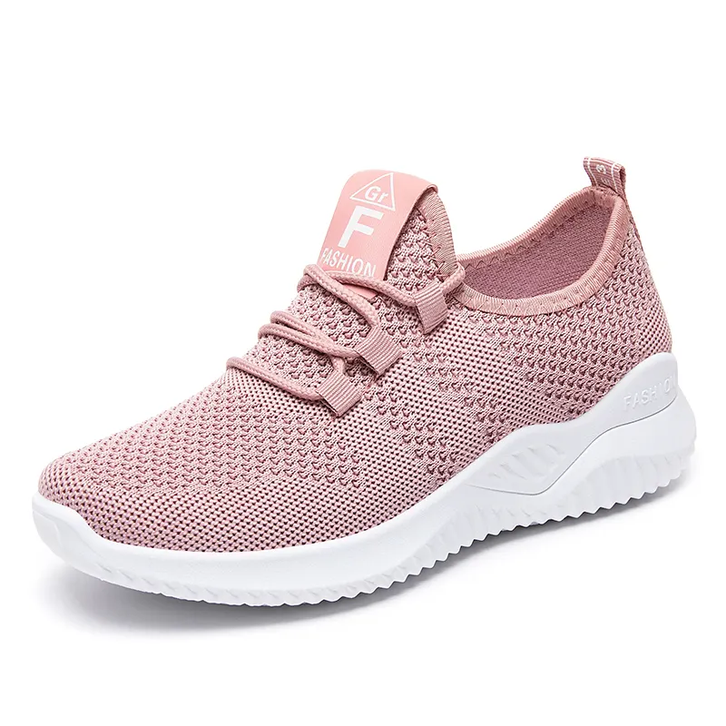 H-66 women fashion casual running shoes breathable flying woven soft bottom trend sports shoes for women's stock