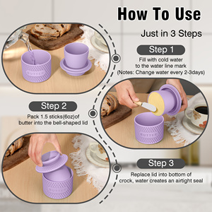 Customization Silicone Butter Dish with Knife Ceramic Base Air-Tight <b>Storage</b> <b>Container</b> European Farmhouse Style Kitchenware Gift - Product Image 6