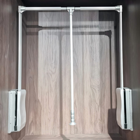 Tringle à vêtements télescopique en aluminium à descente lente pour dressing et aménagement de mobilier de vestiaire
