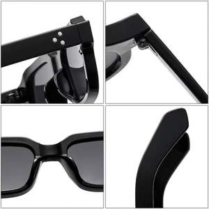 Lunettes de soleil carrées pour hommes, tendance 2025, avec logo personnalisé, verres transparents UV400, rivets, lunettes de soleil rectangulaires - Product Image 6