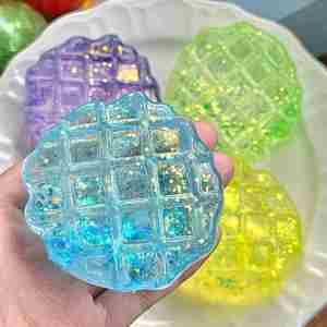 Creative Design 7cm Maltose Glitter Waffle-Shaped <b>Squishy</b> Toy Soft Stress Relief Squeeze Gift for Kids Adults Cool Ambiance - Product Image 3