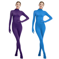 Combinaison Zentai Femme Personnalisée, Couleur Unie, avec Pieds et Gants Intégrés, Idéale pour Spectacles de Danse Scénique - Nouvelle Collection à Succès
